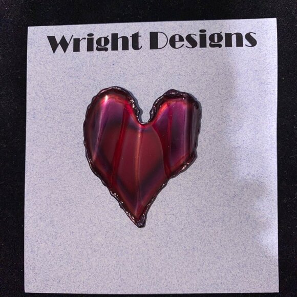 Brave Wavy Purple Heart Brooch 2 Inches Chrome-Plated Sheet Steel Hand-Cut David - Picture 1 of 2